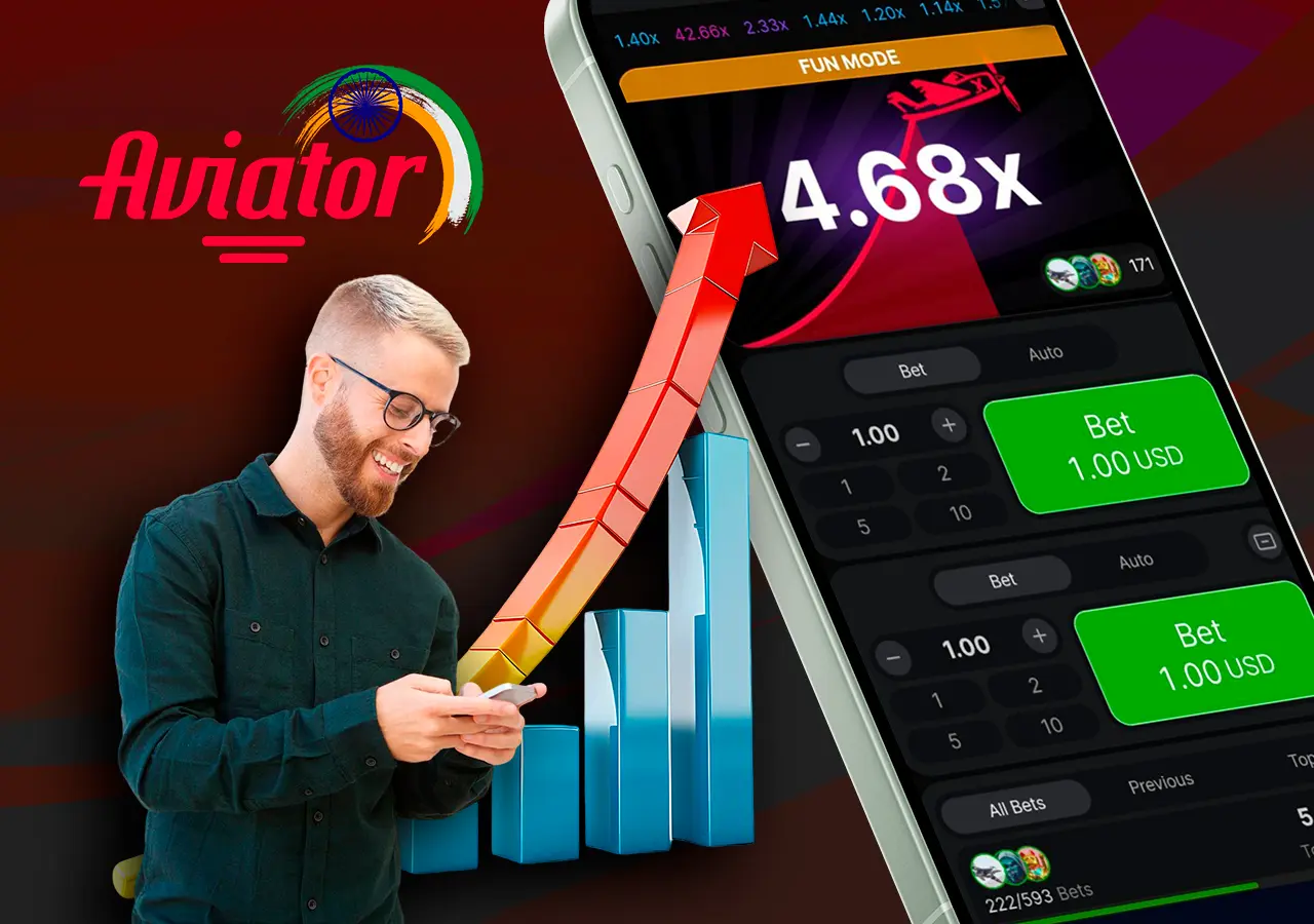 Man playing casino game in mobile phone